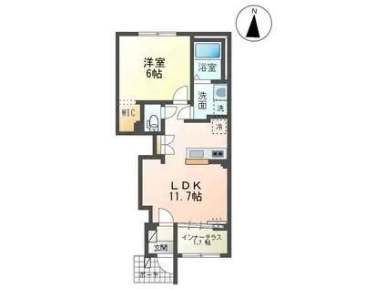 宗吾3丁目 アパートIII期工事(1LDK/1階)の間取り写真