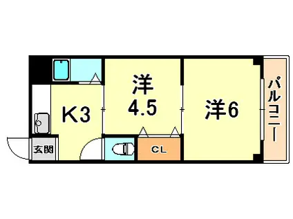 サンハウス図南(2K/1階)の間取り写真