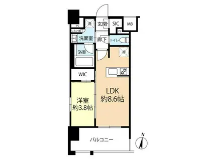 オープンレジデンシア西新 1201号(1LDK/12階)の間取り写真