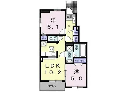 グランベルII(2LDK/1階)の間取り写真