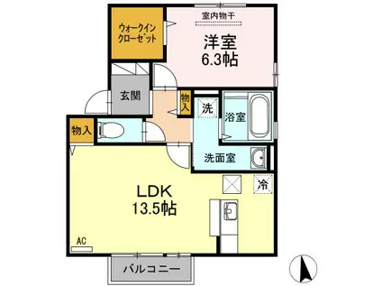 カーサ・ソニアB(1LDK/1階)の間取り写真