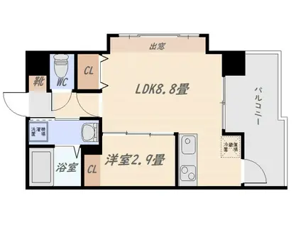 ガーデンクロス上之園(1LDK/4階)の間取り写真