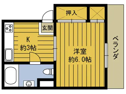 コスモタウン大道(1K/1階)の間取り写真