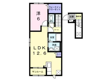 ヴァーチュ葵(1LDK/2階)の間取り写真