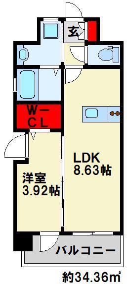 デザイナーズ ざ・片野(1LDK/4階)の間取り写真