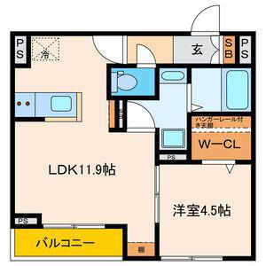 パセオプラシード連坊(1LDK/2階)の間取り写真