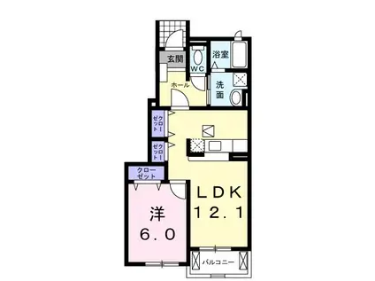 ヴィラフォンスII(1LDK/1階)の間取り写真