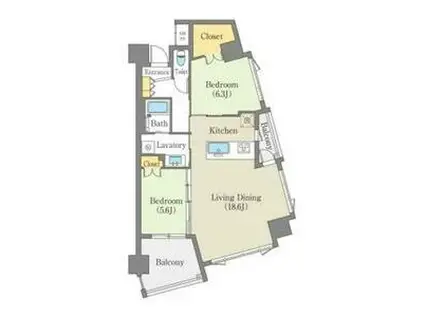 白壁リンクス(2LDK/7階)の間取り写真