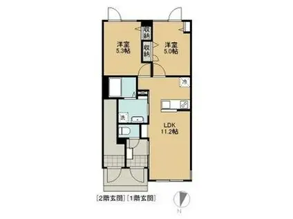 KAMS北22条(2LDK/1階)の間取り写真
