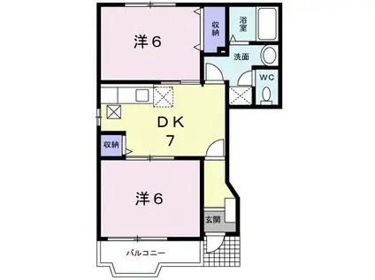 ルミナスカタヤマA(2DK/1階)の間取り写真