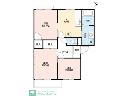 ファミール三郷(3DK/1階)の間取り写真