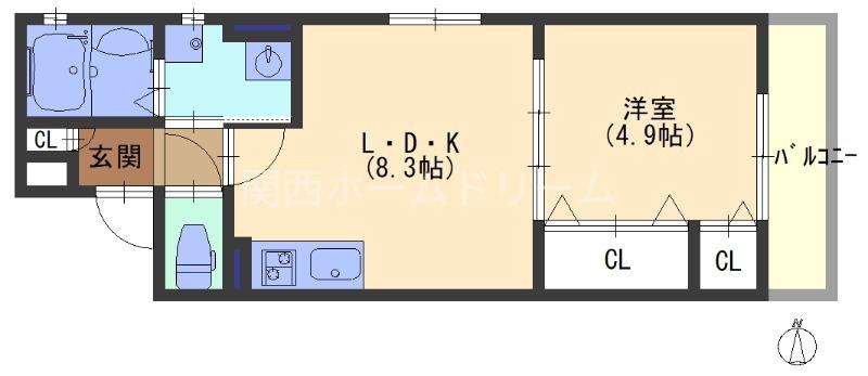 クレアール大久保(1LDK/2階)の間取り写真