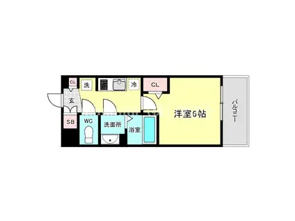 プレサンス四天王寺前夕陽ヶ丘ヴィリード(1K/5階)の間取り写真