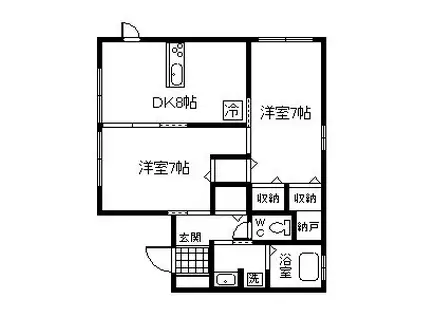 シャルマンハイム(2DK/2階)の間取り写真