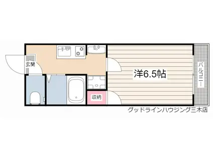 末広2番館(1K/1階)の間取り写真