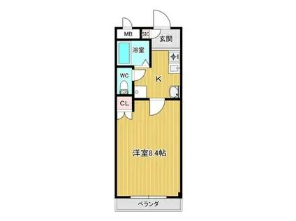 レジデンス赤坂(1K/2階)の間取り写真