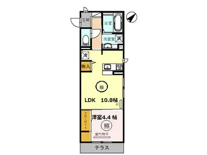 LA MAISON上野坂(1LDK/1階)の間取り写真