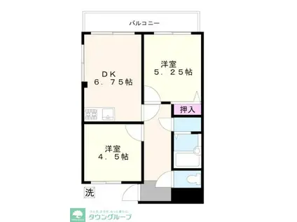 ヴェラカーサ 曲本(2DK/2階)の間取り写真