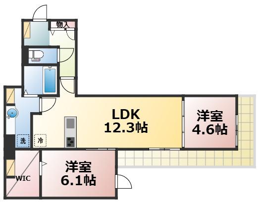 ナティサウス(2LDK/3階)の間取り写真