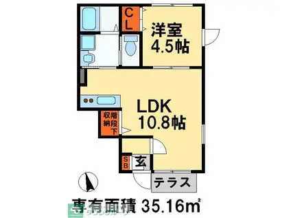 アイランドビレッジA(1LDK/1階)の間取り写真