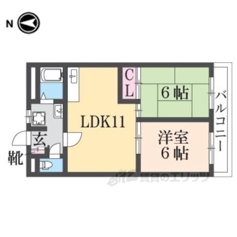 AMITY桜井(2LDK/4階)の間取り写真