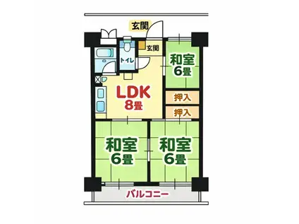 名鉄瀬戸線 清水駅(愛知) 徒歩2分 10階建 築54年(2SDK/7階)の間取り写真
