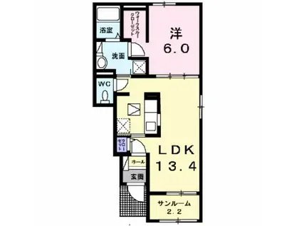 サン・パストラル IV(1LDK/1階)の間取り写真