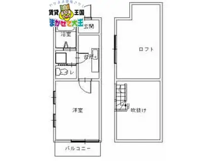 ブランメゾン三芳(1K/2階)の間取り写真
