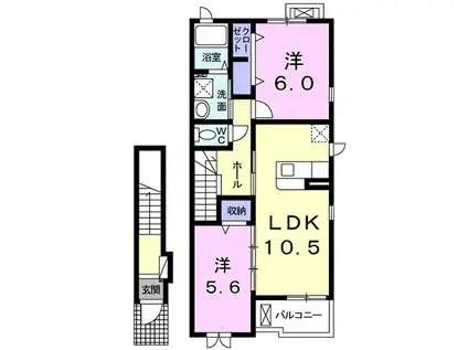 アニメート 塩津II(2LDK/2階)の間取り写真