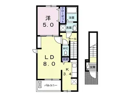 志木ガレリア(1LDK/2階)の間取り写真