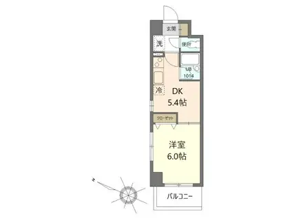 ジョイヴィレッジ御殿山(1DK/2階)の間取り写真