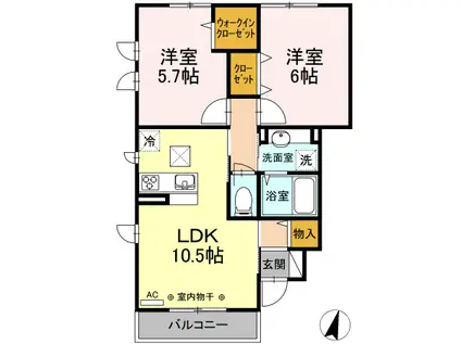 サーフィスポート滝の川2(2LDK/1階)の間取り写真