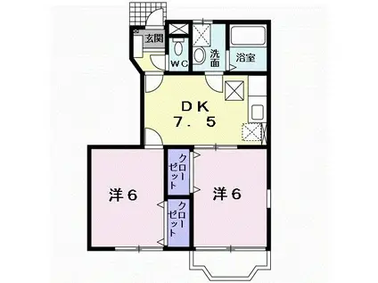 グローブアベニュー(2DK/1階)の間取り写真