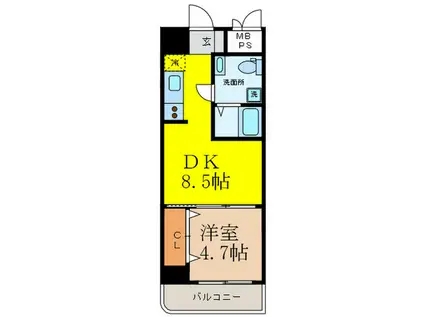 サンレムート江坂1ST(1DK/2階)の間取り写真
