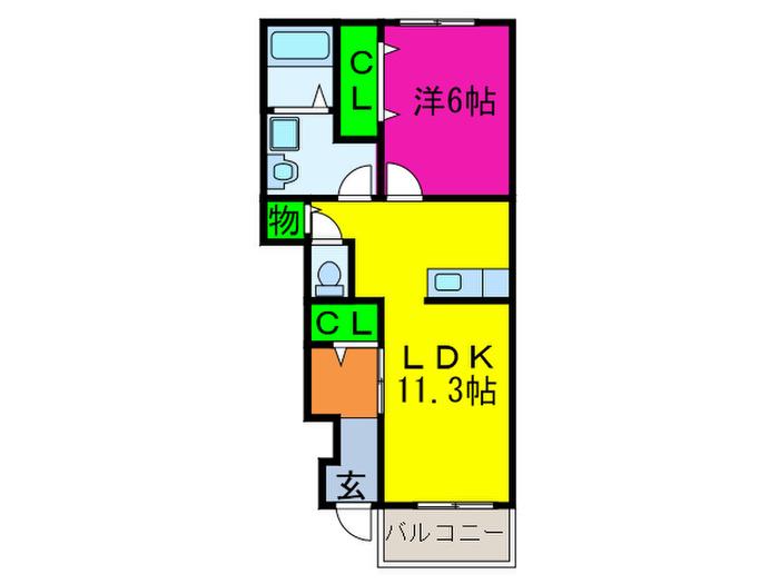 スペーシアII号館(1LDK/1階)の間取り写真