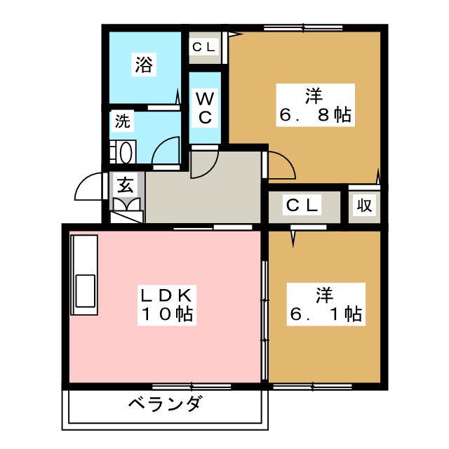 グリュックIII C棟(2LDK/1階)の間取り写真
