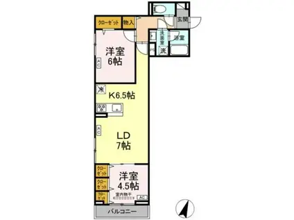 セレスティア中央 II(2LDK/3階)の間取り写真