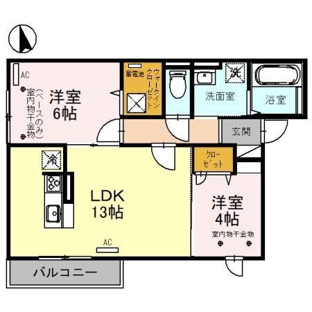 プラテリーアM(2LDK/1階)の間取り写真