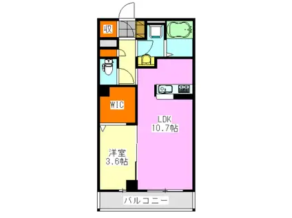 ウィングガーデンA棟(1LDK/2階)の間取り写真