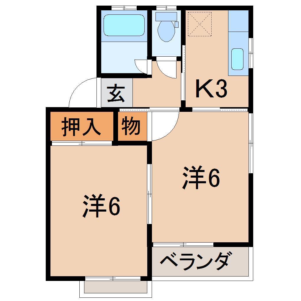パールメゾン六番館(2K/2階)の間取り写真
