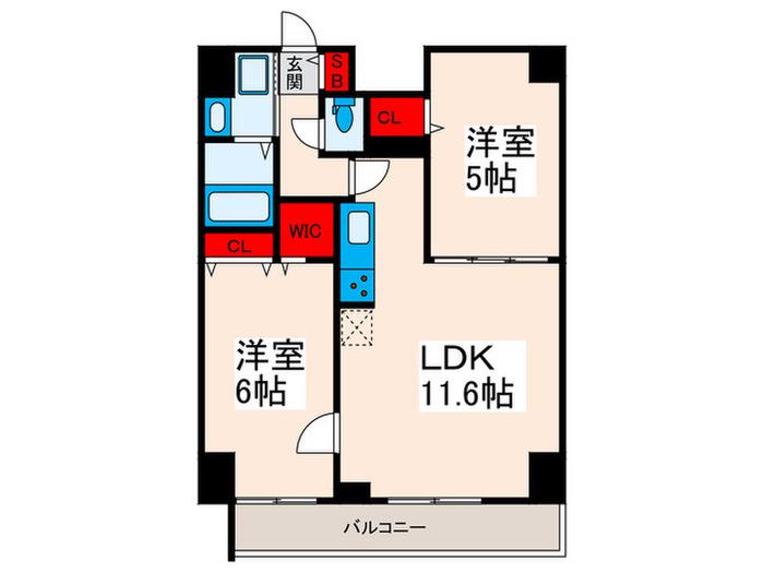 アーバンパーク扇大橋(2LDK/12階)の間取り写真