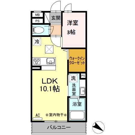 クレイドル(1LDK/1階)の間取り写真