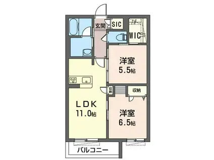 セレナ・パーク(2LDK/4階)の間取り写真