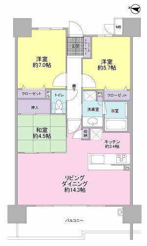 サーパス藤枝青木中央公園(3LDK/4階)の間取り写真