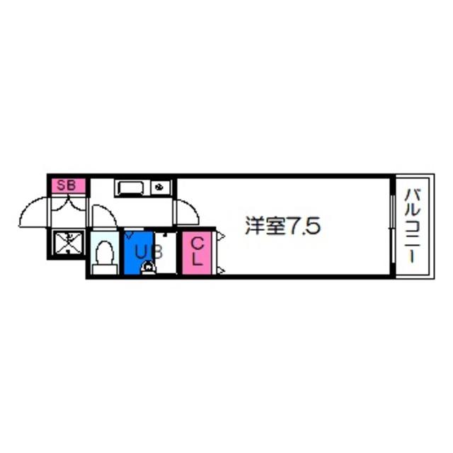 ボナール遠里小野(1K/2階)の間取り写真