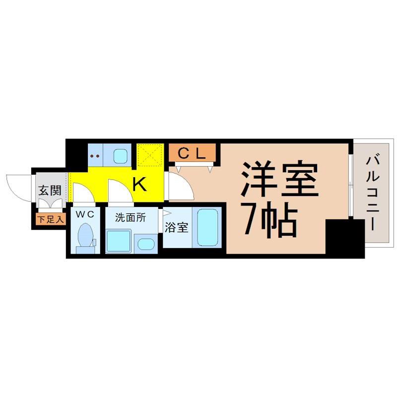 S-RESIDENCE鶴舞駅前(1K/4階)の間取り写真