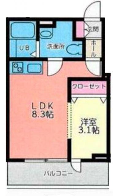 メリディアン迫壱番館(1LDK/2階)の間取り写真