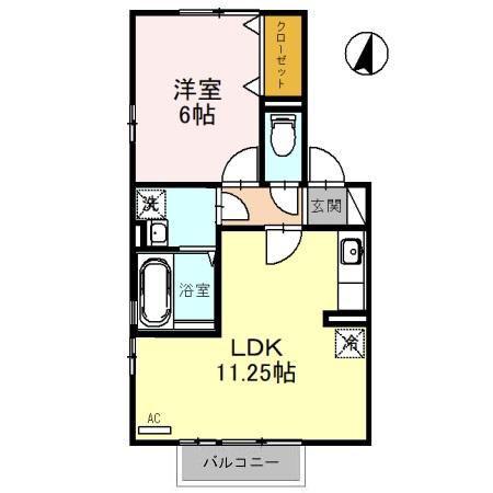 クレール森田B(1LDK/2階)の間取り写真