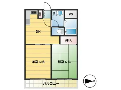 ベイサイドテラス(2DK/3階)の間取り写真