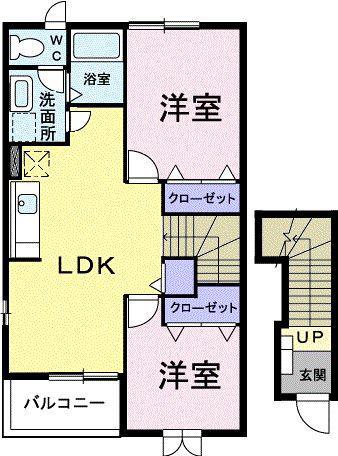 サンスベリアII(2LDK/2階)の間取り写真